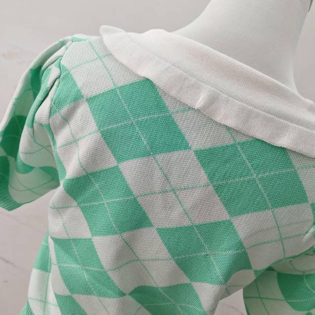 Korean Heart-Pattern Diamond Knit Sweater by Jung Soo Yeon 2025 - Summer Trend