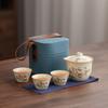 Ru Kiln Tea Set Home Light Luxury High-end Office Reception Tea Cup Gift Box Souvenir Ru Kiln Tea Set