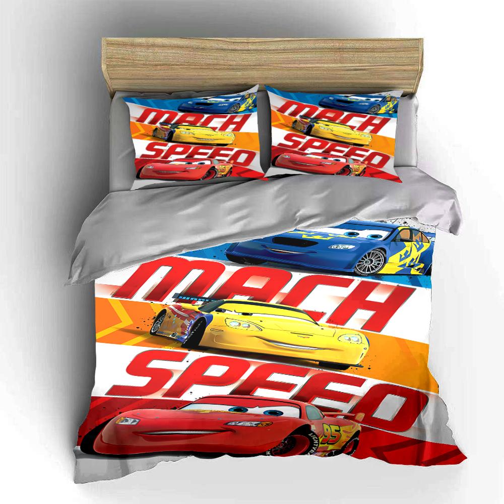 Cars Themed Bedding Set - Mach Speed Design Bedding set (1 duvet cover, 2 pillowcases, duvet not included)