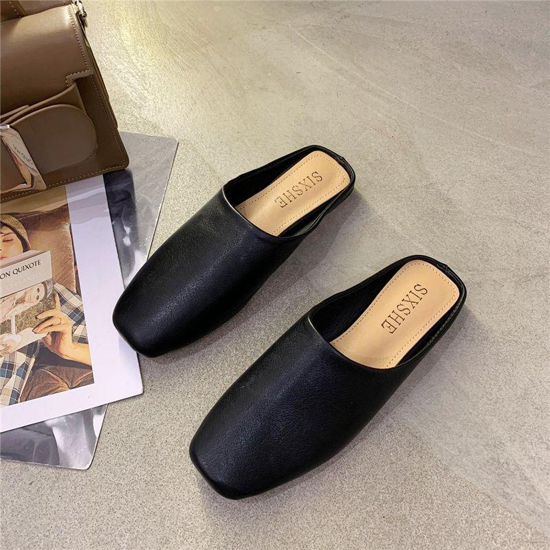 Women's new minimalist and versatile outdoor heelless lazy slippers