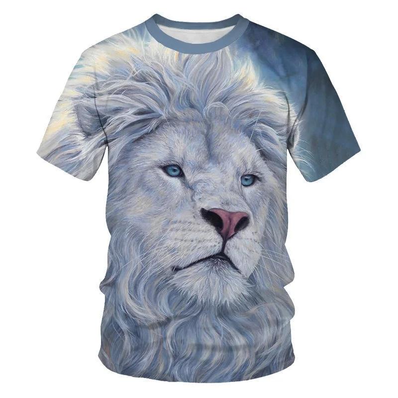 Sommer-T-Shirt für Herren mit Tiermuster und lustigem O-Ausschnitt, bequemes Kurzarm-Oberteil in Übergröße
