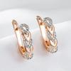 Heart Link Drop Earrings For Women  Rose Gold  Color Mix Natural Zircon English Earrings Ethnic Bride Jewelry