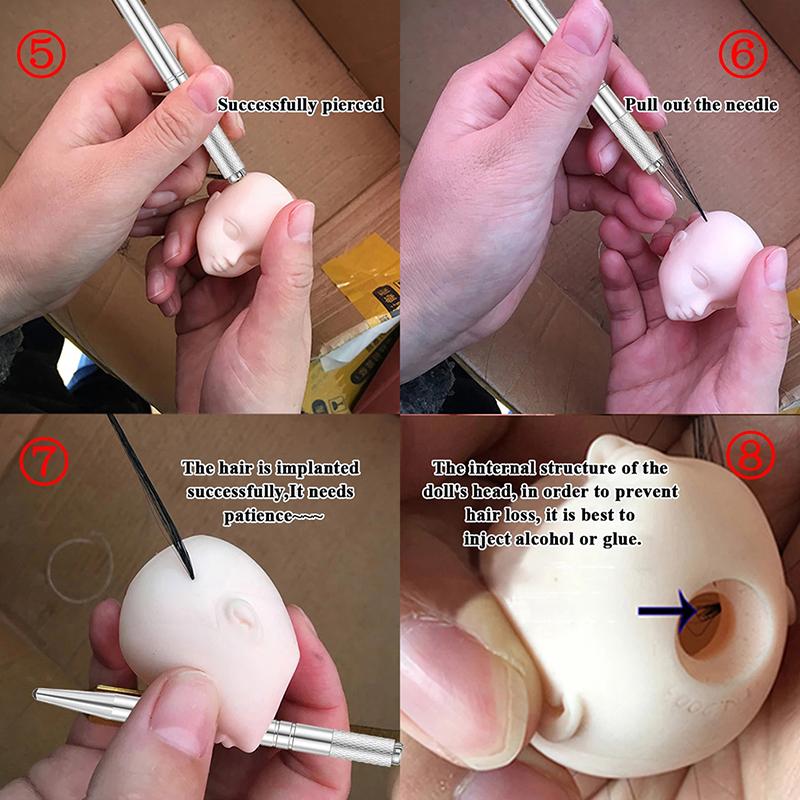 0.6Mm 0.8Mm Igła do Rerootingu Włosów Lalki Przemalowywanie Głowy Lalki Reborn Narzędzia do Ukorzeniania Włosów Akcesoria do Robienia Peruk