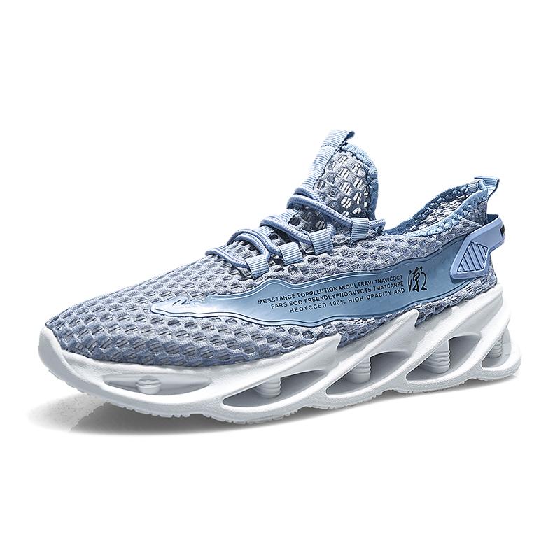 

Летние новые сетчатые кроссовки, модные летающие тканые кроссовки, модная повседневная мужская обувь, ультрамягкие и ультралегкие сетчатые туфли 39 синий