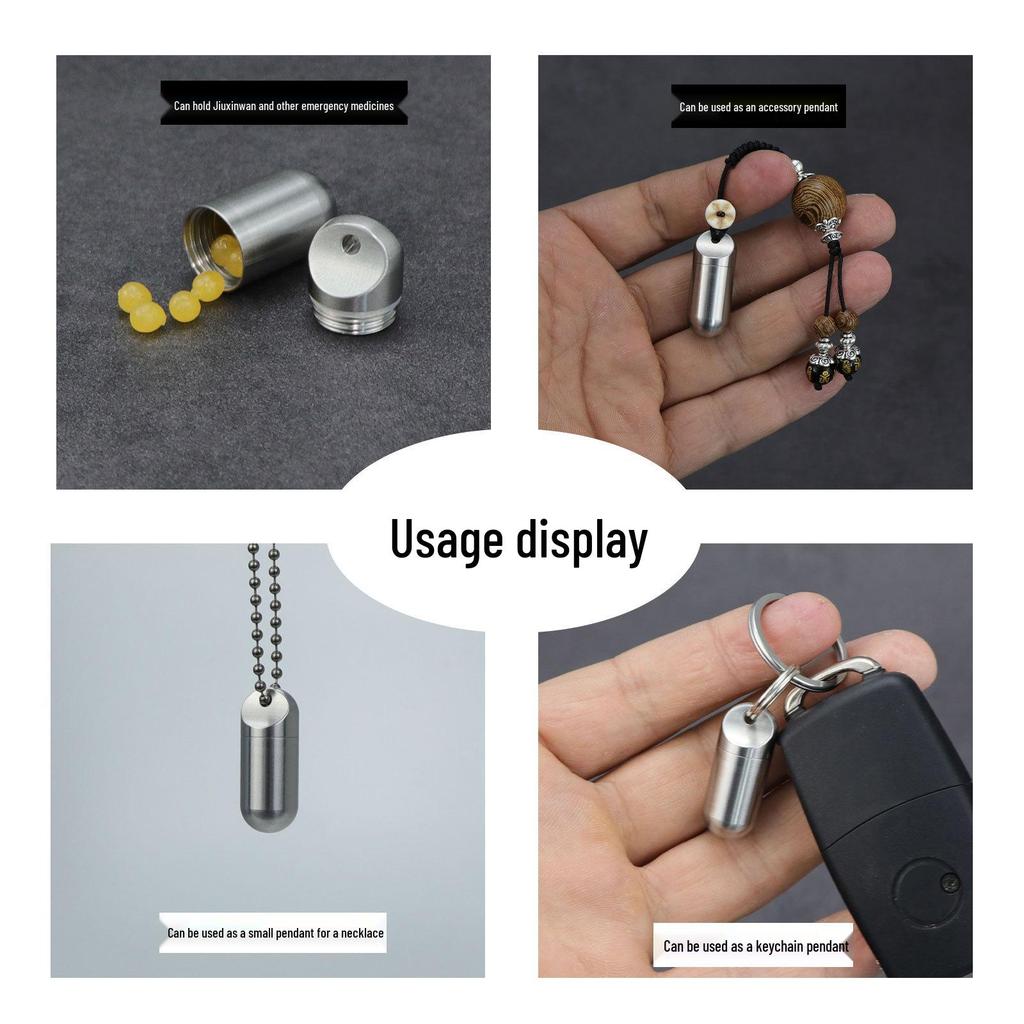 Titanium Alloy Waterproof Portable Pill Bottle - Small Sealed Outdoor Medicine Capsule Box