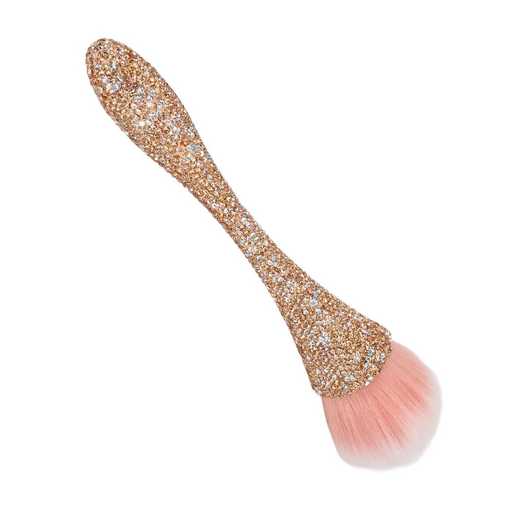 Nail Dust Cleansing Brush Soft Nylon Hair Comfortable Grip Prevent Deformation Loose Powder Brush Yellow