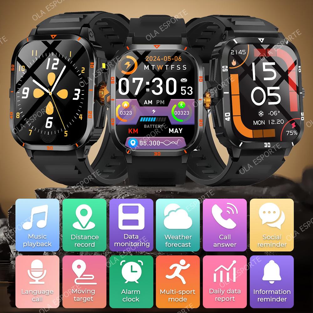 New Smartwatch Bluetooth Calling, Message Alerts, Alarm Clock, Outdoor LED Flashlight, Multi-Sport Mode Smart Watch Men Women