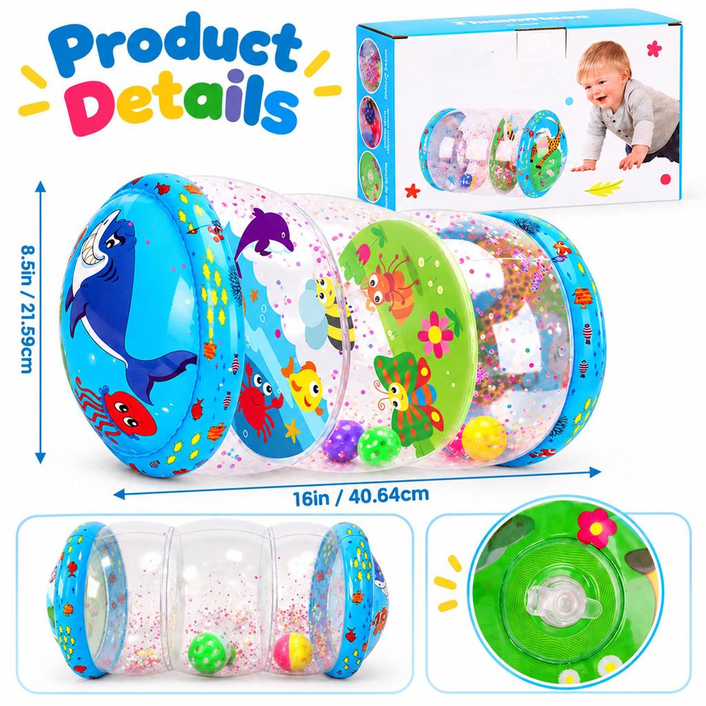 Inflatable Baby Crawling Training Roller, Plastic Support Roller to Help Infants Learn to Crawl