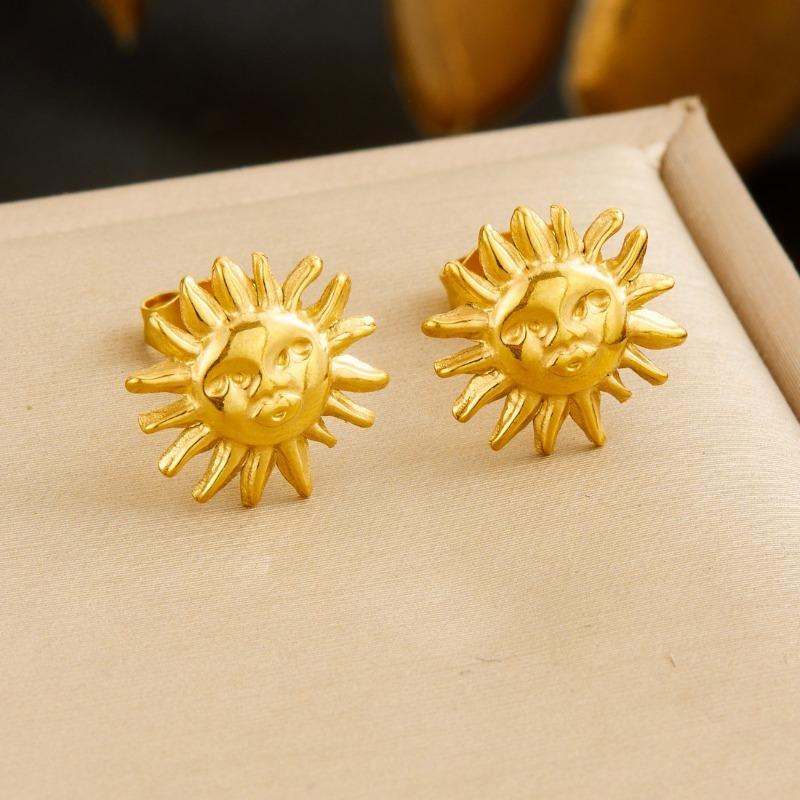 Sun Star Gold Jewelry Set Zircon Necklace Earrings Bracelet