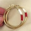 Vintage Copper Material White and Red Decoration Golden Plated Hoop Earrings for Women Christmas Jewelry Accessories Crafts Gift