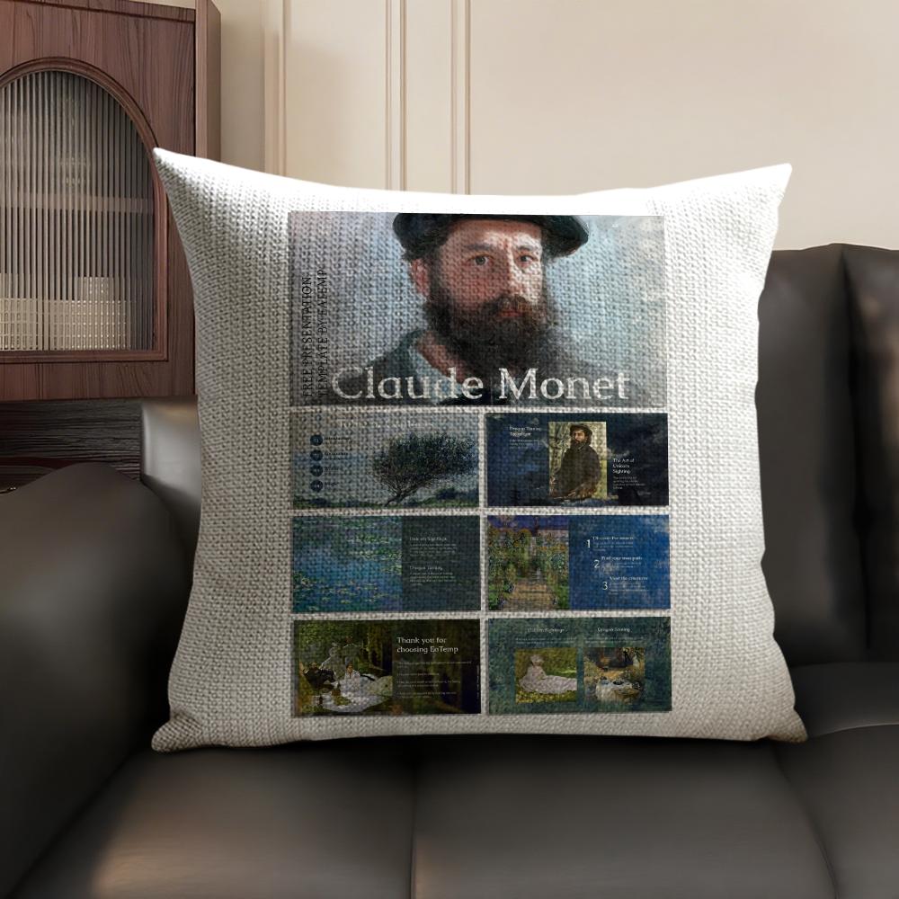 

Claude Monet Cushion Cover Natural Linen Organic Fabric DoubleSided Printing Sofa Home Decor Breathable Environmentally 30x30cm