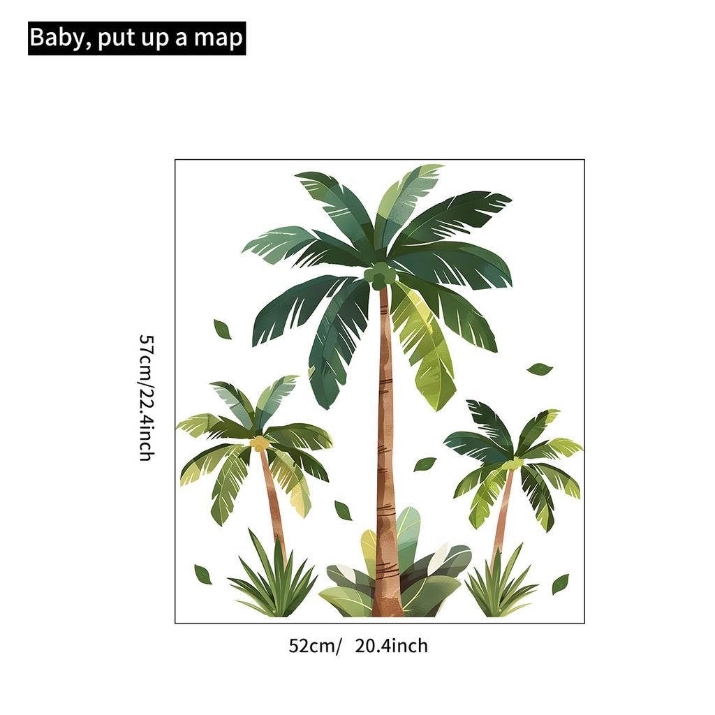 Self Adhesive Palm Tree Wall Sticker Tropical Plant Decoration for Living Room Bedroom Hallway Background Wall
