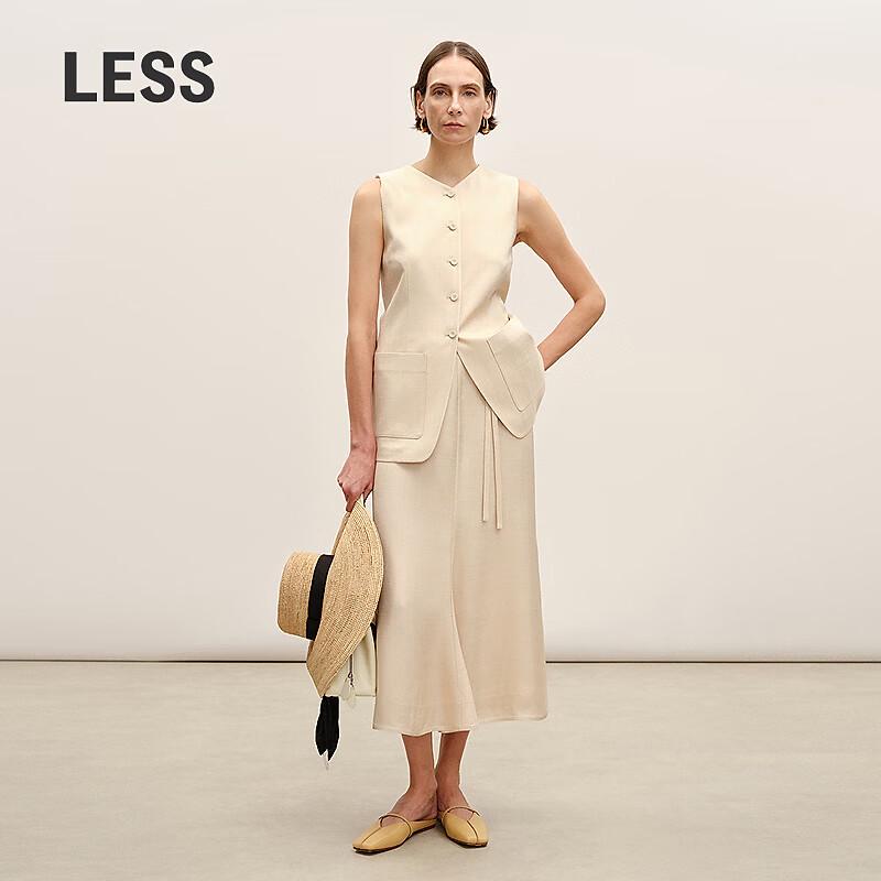 LESS Women's A-Line Midi Skirt with Belt