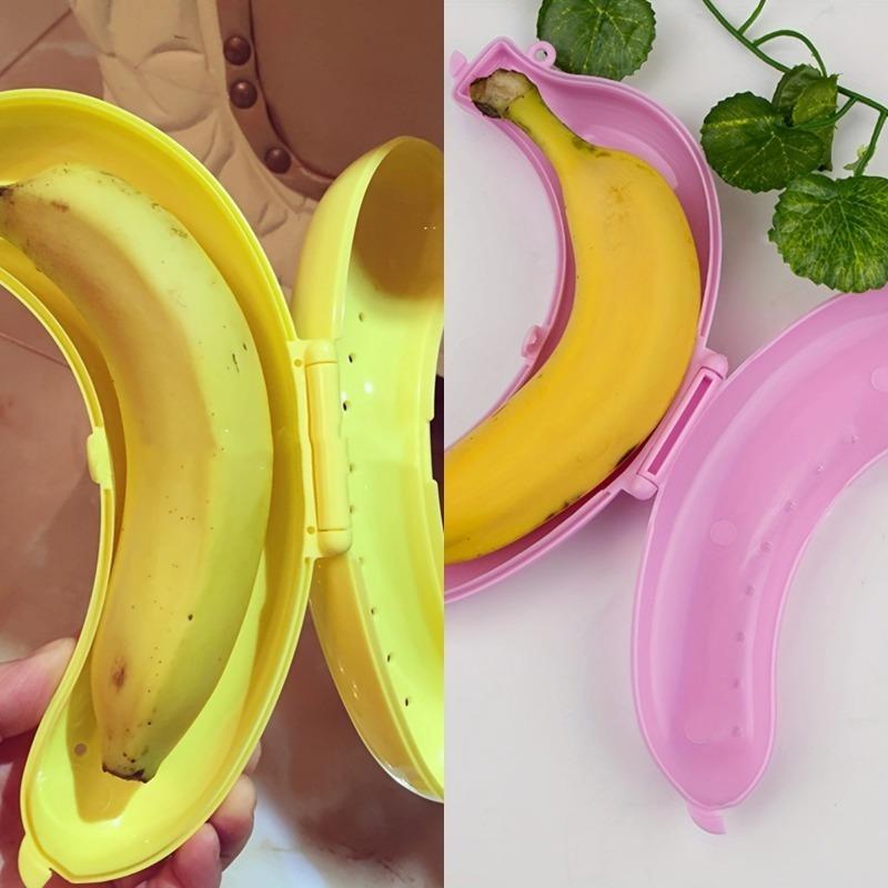 2pcs Durable Plastic Banana Keeper Box - Portable Reusable Fruit Storage Case with Clip-On Lid for Travel & Outdoor Use