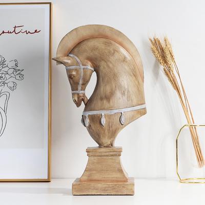 Imitation Wood-like Horse Sculpture, Resin Horse Figurine Craft, Ideal for Bedroom, Living Room, Bar Cabinet and Foyer Ornament