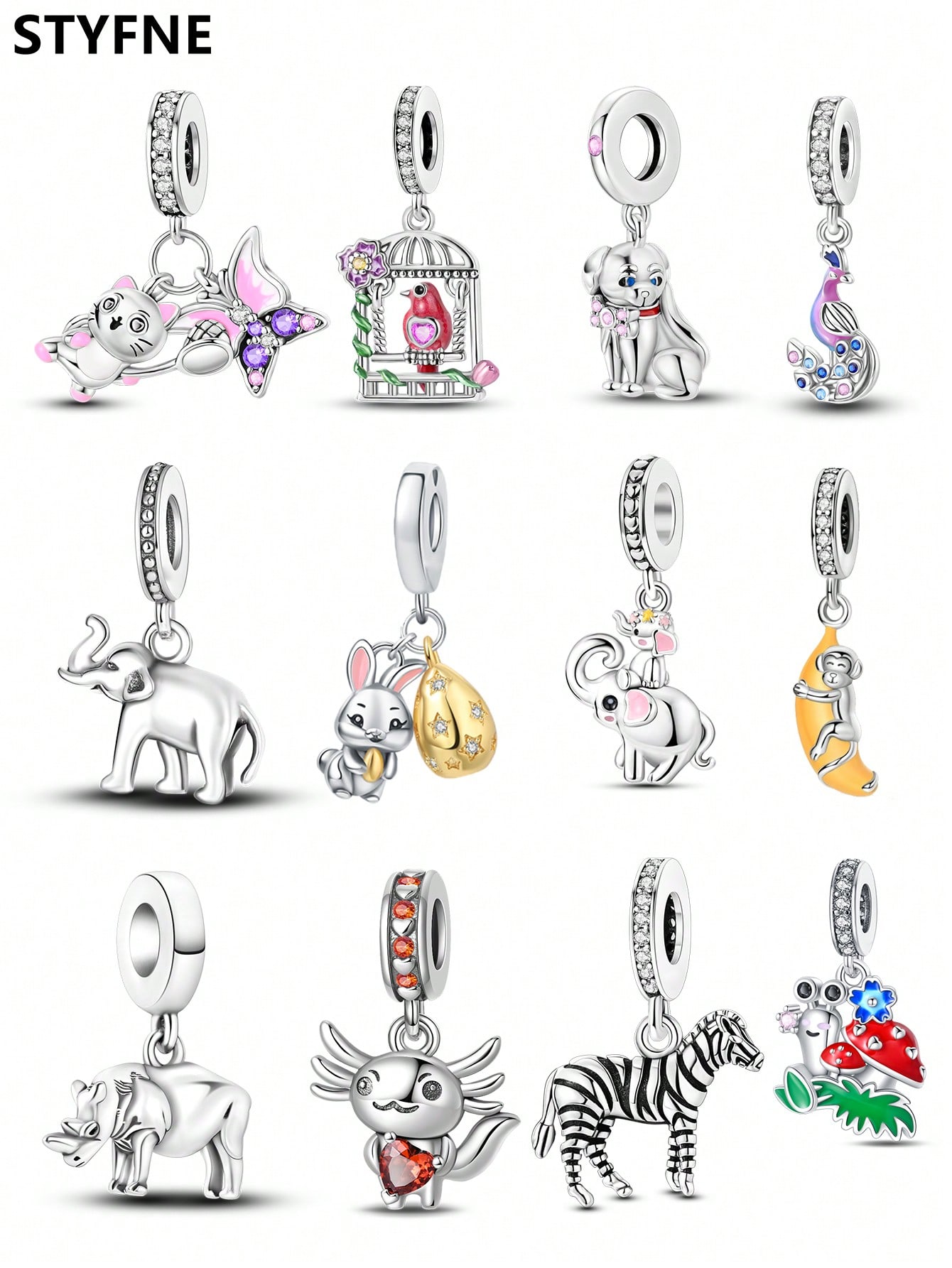 Jmg Bags Women's Charm Bead Components Plata Copper Metal Colors Animals Elephants And Zebras Bead Components Pendant Bead Component Designed For Authentic Original