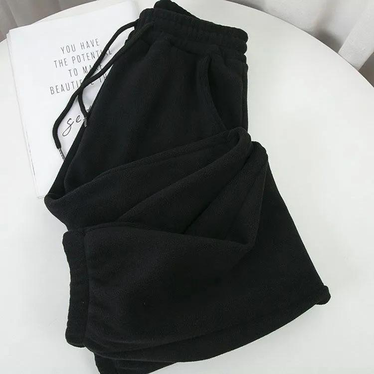Women's Solid-Color Fleece-Lined Cuffed Sweatpants with Simple Pockets for Fall/Winter: Casual Athletic Pants