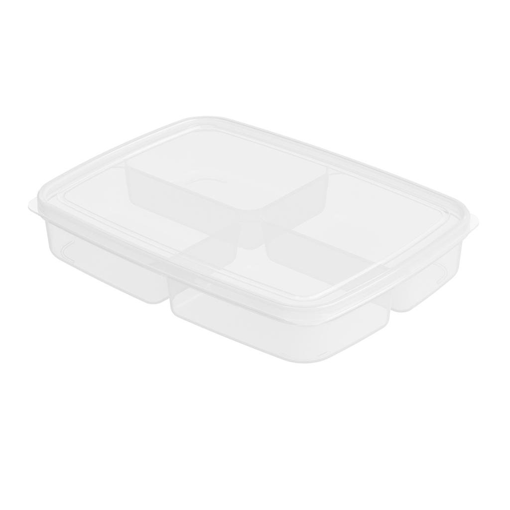 Cutie organizator alimentară divizată PP, frigider cu 4 compartimente, depozitare alimente, cutie de păstrare a prospețimii pentru casă