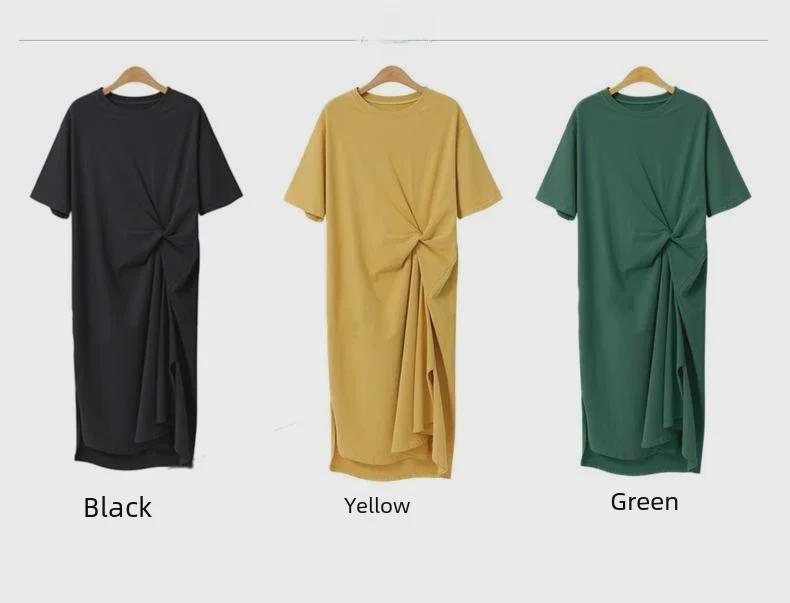 Casual Summer French 2025 Loose Skirt Dress Large Size Long Tshirt Style