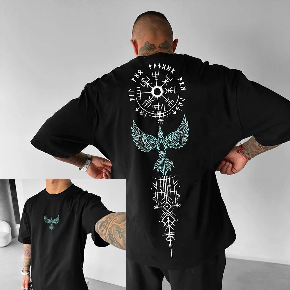 Wiki Ethnic Totem Graphic Men's T-Shirt Summer Street Y2K Cotton Short Sleeve T Shirts for Men Casual Vintage Tops Clothing