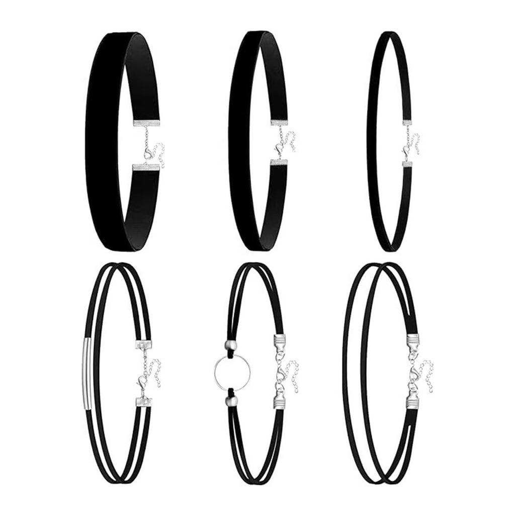 Double Layer Black Fabric Necklace Set Adjustable Lightweight Jewelry For Sensitive Skin And Stylish Outfits