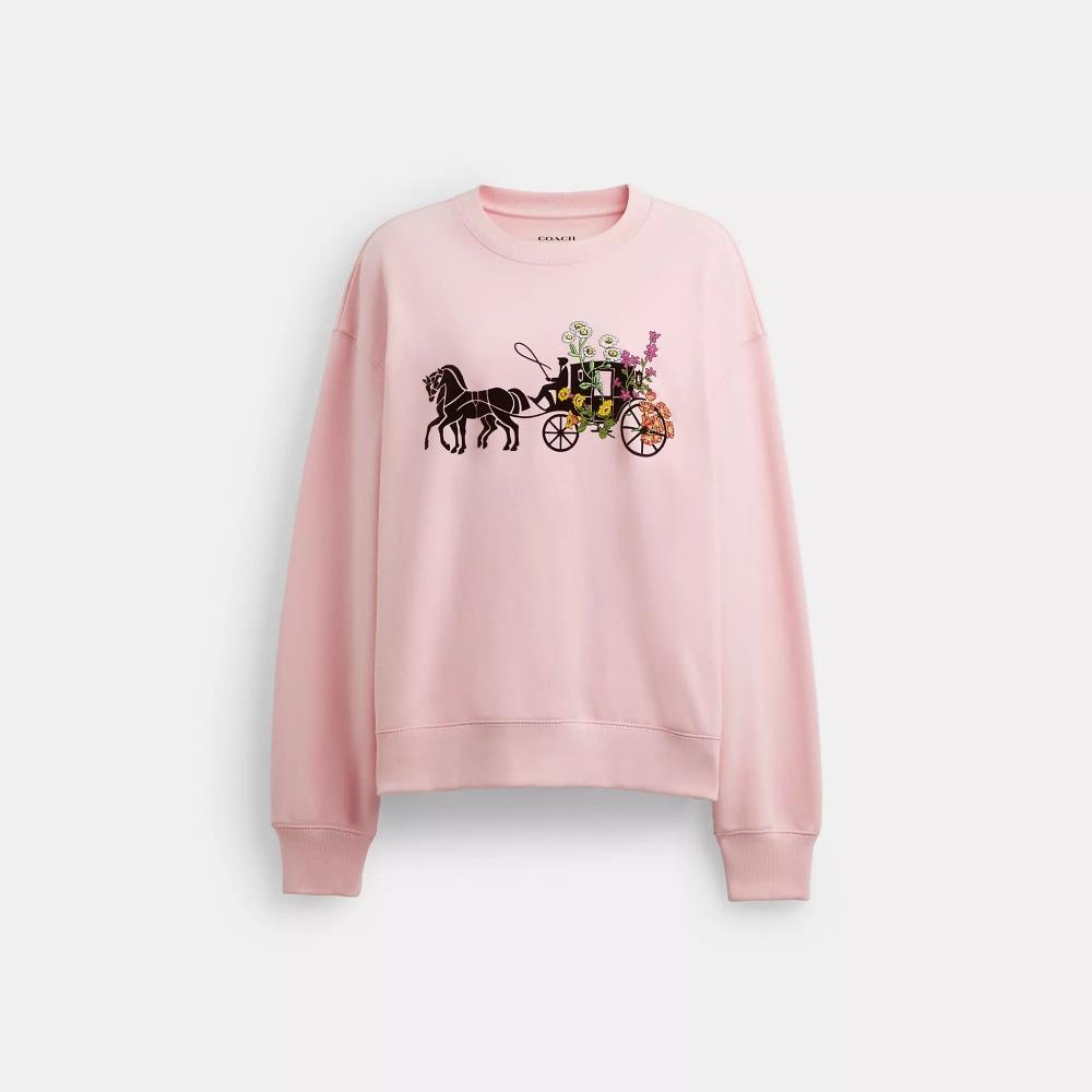 

Крюнек с круглым вырезом Coach Garden Floral Horse And Carriage розовый