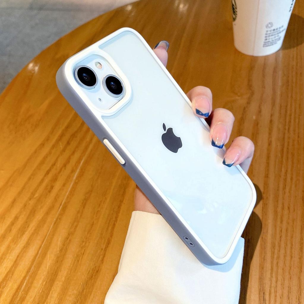 Applicable To Iphone16ProMax Acrylic Phone Case Two Color Youdun 15 Transparent Apple 14 Creative Contrast Color Set