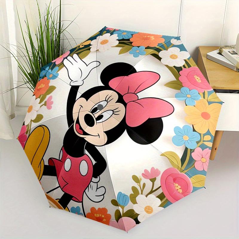 

Minnie Mouse, Floral Frame Automatic Opening and Closing Umbrella, Compact Travel Umbrella, Lightweight and Portable, Suitable for Beach Com