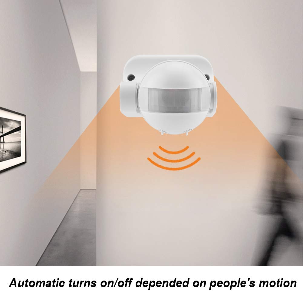 DOACT Bewegungsmelder Lichtsensor PVC 6 IP44 Außenbereich Sensor, Schalter, Schalter, Material, 8.5 9.5cm, Kompakt, Einstellbar, Wasserdicht,