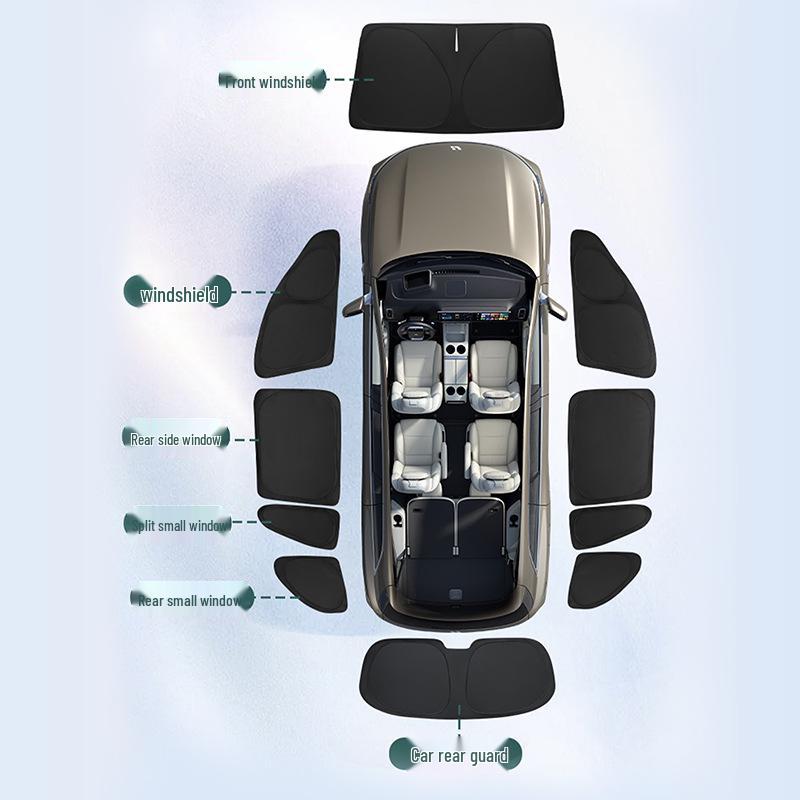 Compatible with Ideal L6-L9, MEGA, I6, I8 Car Window Sunshade: Heat Insulation & Privacy Curtain