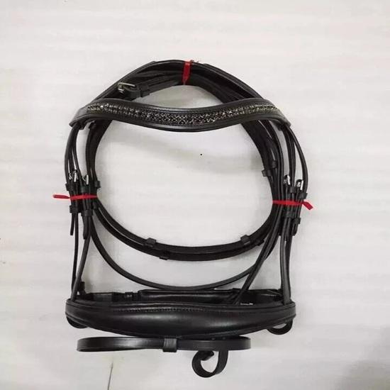 Beautiful Leather Padded Comfort Bridle with Black Colour Stone & Padding Dressage Bridle for Horses.