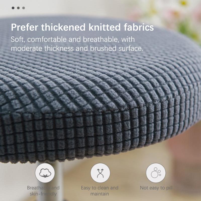 Round Stool Seat Cover Polar Fleece Elastic Bar Stool Cover Anti-Dirty Barstool Slipcover Home Dining Chair Cover Protector
