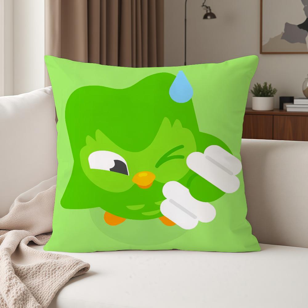 Educational Cartoon DDuolingo Pillow Case Suitable For Bedrooms Living Rooms Cars Home Decoration
