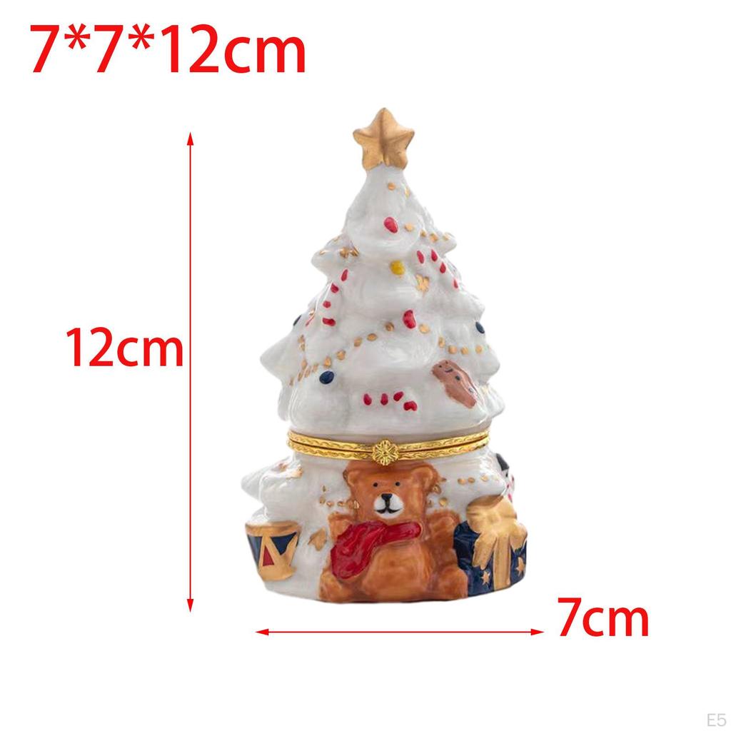 Christmas Tree Jewelry Storage Box Display Case Decorative Ceramic Organizers Trinket for Party