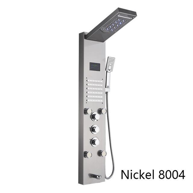 Digital Display Rainfall LED Light Shower Panel Shower Bathroom Black SPA Massage Jet With Handshower Bidet Sprayer Shower Tap