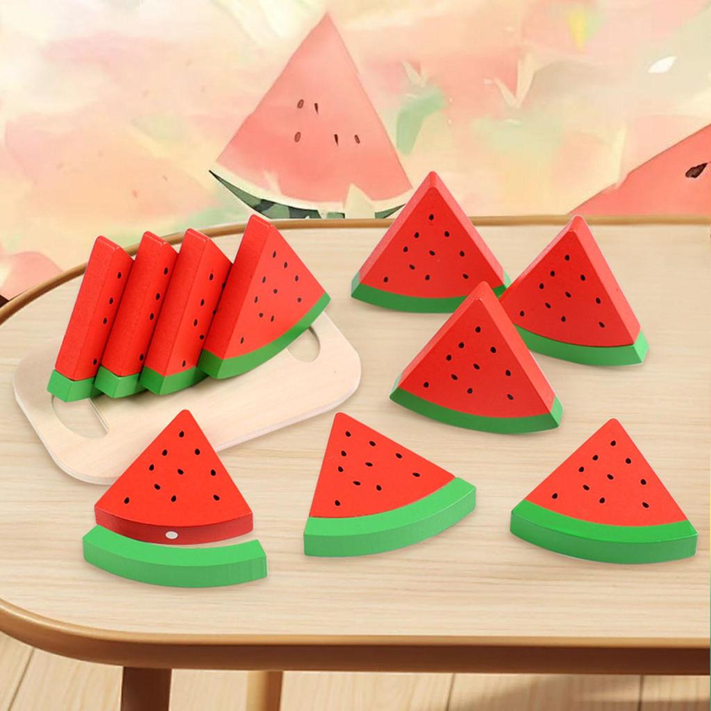 Holz Wassermelonen Scheiben Spielset für Kinder - Heimküche Partydeko Rollenspiel Lernspielzeug für Jungen & Mädchen Sommergeschenk