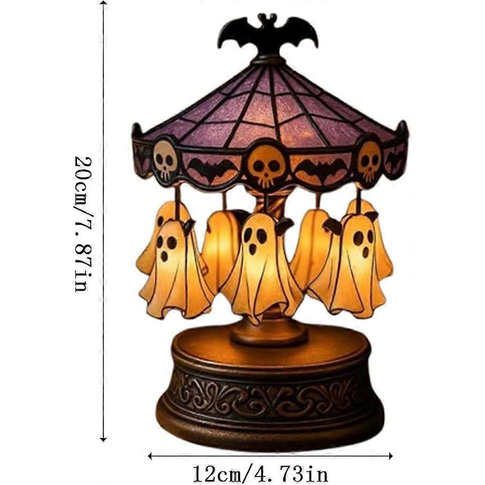 Światła karuzeli duchów, Halloweenowa lampka nocna duch USB, Winylowy wystrój karuzeli z unoszącym się duchem, Straszna lampka dekoracyjna do sypialni, domu Ki