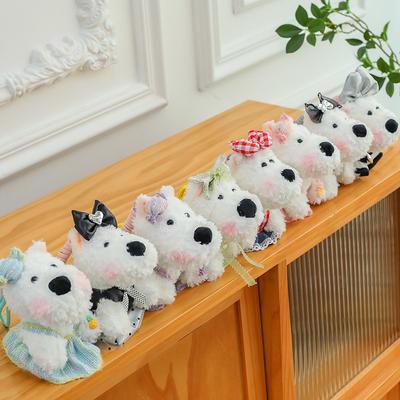 Ins West Highland Dog Βελούδινο Παιχνίδι Κρεμαστό Κινούμενο Σχέδιο Φιόγκος Κουτάβι Κορίτσι Τσάντα Κλειδοθήκη Κρεμαστό Διακοσμητικό