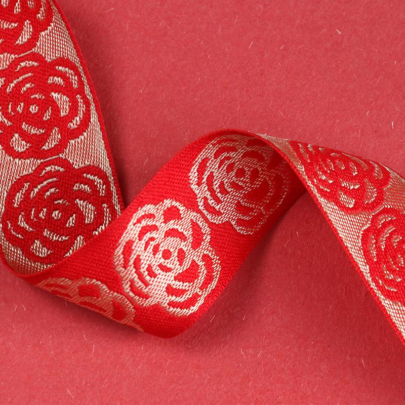 Broderie Elegantă Nuntă Stil Etnic Chinez Val Național Nuntă Zestre Chineză Decorație Panglică Aurie Legătură Roșie Panglică Țesută Litera Fericire