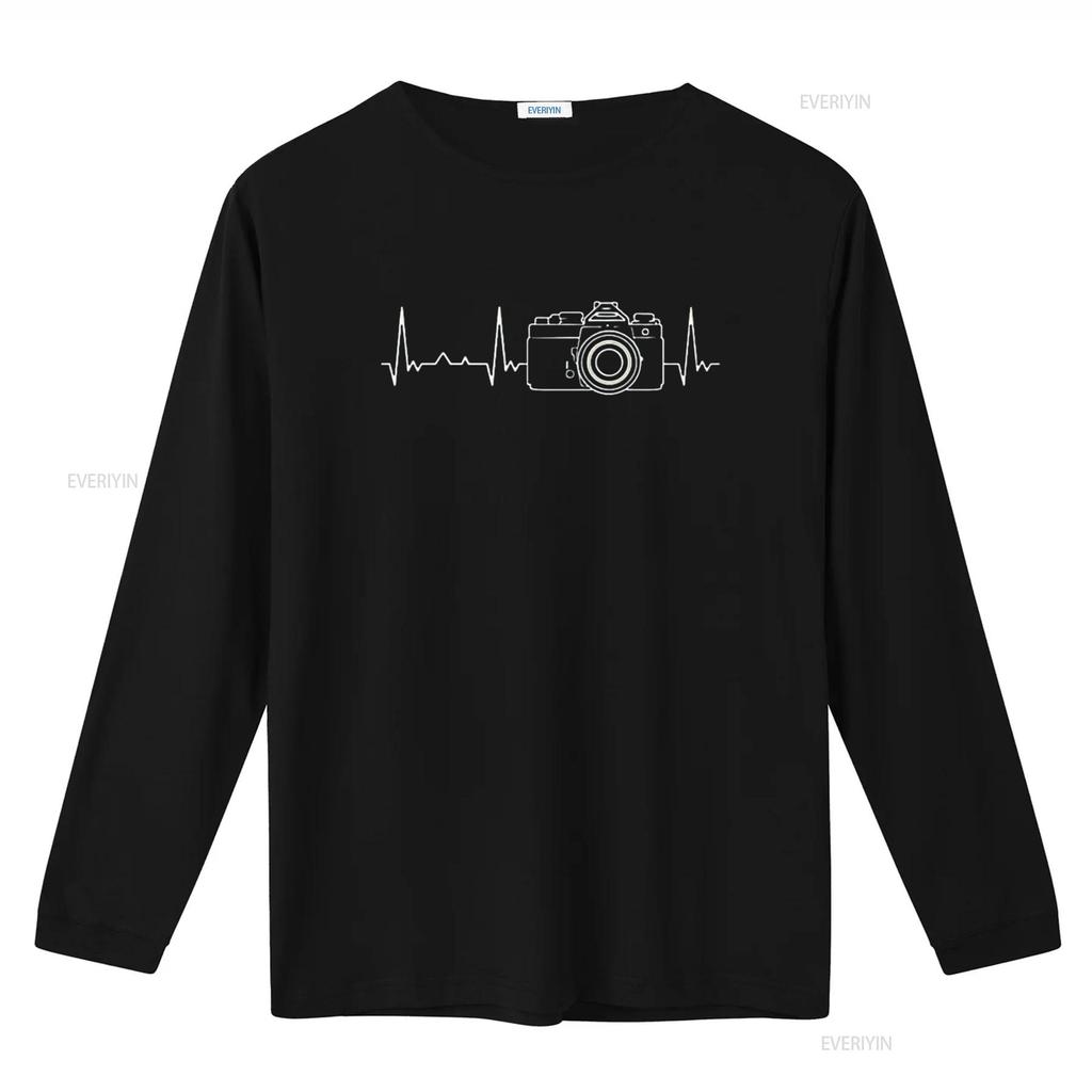Funny heartbeat Camera Vintage  Womens T Shirt vintage Washed Versatile homme Comfortable Stretched Casual Slightly