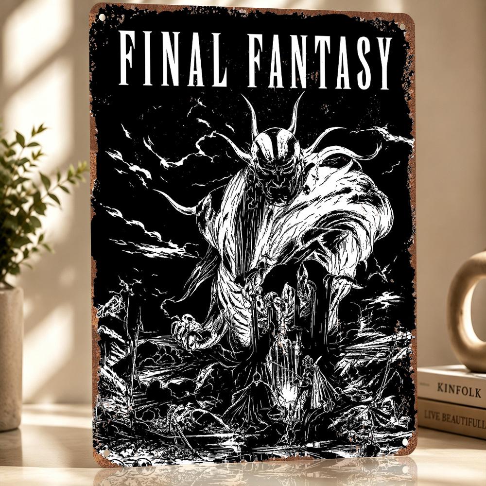 Final Fantasy Dark Fantasy Art D Printed Texture Poster Personalized Wall Art Retro Metal Tin Signs for Room Ornaments Decor