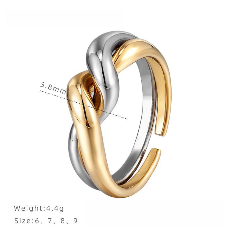 

Двойное открытое кольцо Женское нишевое премиальное кольцо Титановая сталь Гальванопокрытие Наборные украшения 6
