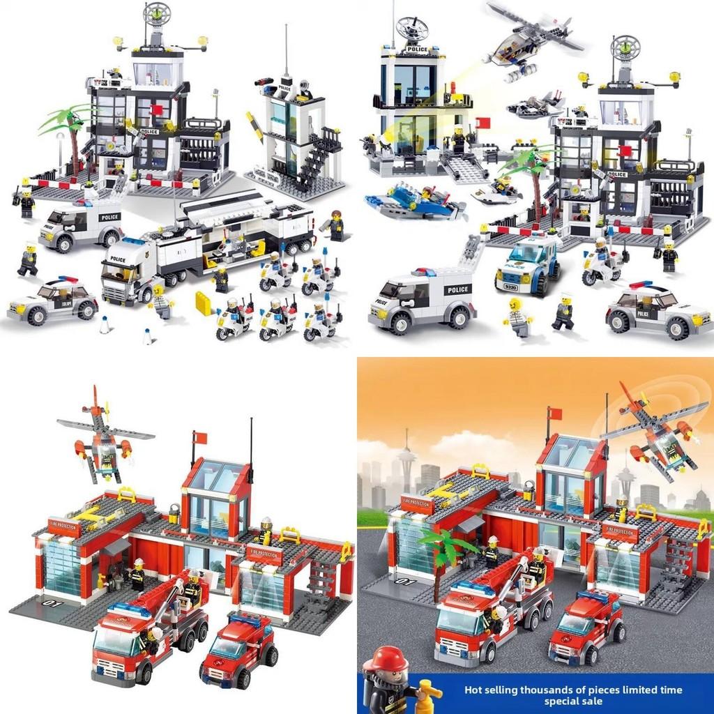 Police Fire Department Building Blocks Set For Kids Diy Construction Toys With Abs Plastic For Children