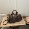 Trend Y2K Retro Rivet Shoulder Bag Spicy Girl Vintage Underarm Bag Pu Leather Handbag Locomotive Bowling Bag