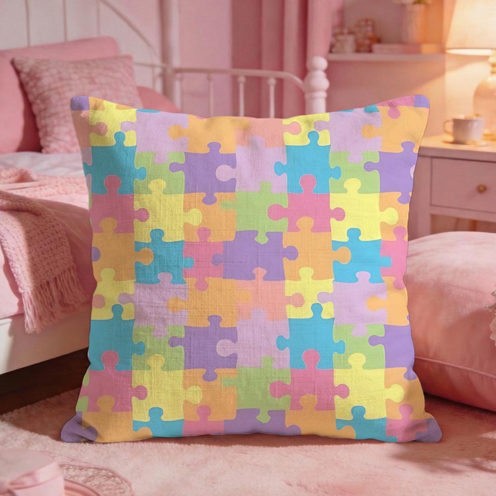 DecorPuzzleS Cushion Cover Premium Comfort Reversible Pillow Cove Two in One Design for Any Room Car Interior