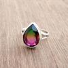 Pear Cut Multicolored Watermelon Tourmaline 925 Sterling Silver Ring Jewelry, Handmade Gift Tourmaline Ring