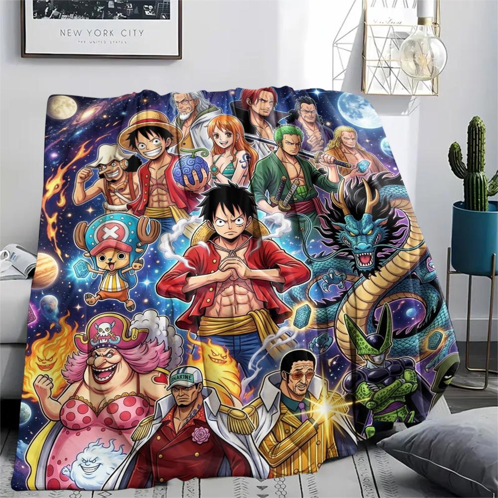 One Piece Luffy Flannel Blanket Comfortable Warm Style Print for Sofa Bed Chair Picnic Home Travel.-TING