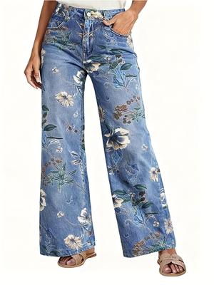 Women's Mid-Rise Leopard Print Boyfriend Jeans