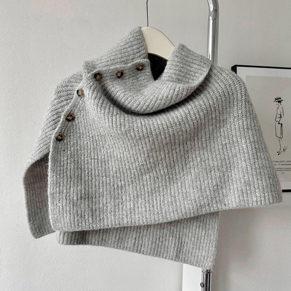 Thicken Knitted Shawl Warm Women Winter Shawl Simple Scarves Knitwear  Girl
