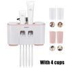 Toothbrush Holder Wall Mounted Automatic Toothpaste Dispenser Magnetic Toothpaste Squeezer Whit 4 Cup